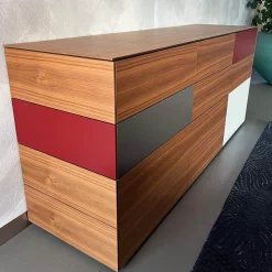 Sideboard Soma Nussbaum Front Lack Taupe Matt Grau Rot Weiß Mit Schubladen Und Tür Mit Regalboden