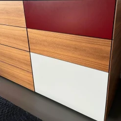 Sideboard Soma Nussbaum Front Lack Taupe Matt Grau Rot Weiß Mit Schubladen Und Tür Mit Regalboden