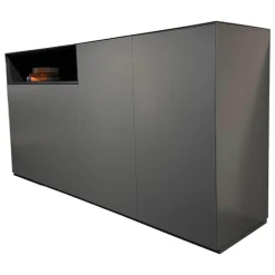 Sideboard Stehend Eiche Furniert Grau Lackiert