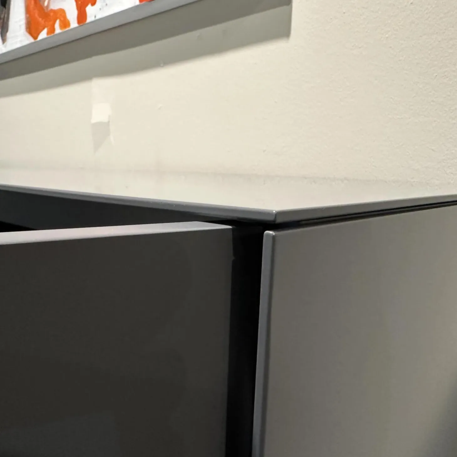 Sideboard Stehend Eiche Furniert Grau Lackiert