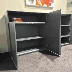 Sideboard Stehend Eiche Furniert Grau Lackiert