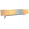 Sideboard Talio Knorrige Eiche Puro Geölt Floatglas 137 Platin Grau Matt