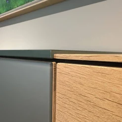 Sideboard Talio Knorrige Eiche Puro Geölt Floatglas 137 Platin Grau Matt