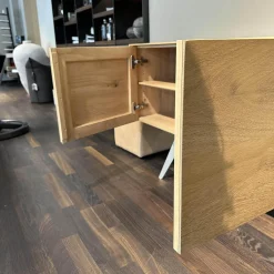 Sideboard Talio Knorrige Eiche Puro Geölt Floatglas 137 Platin Grau Matt
