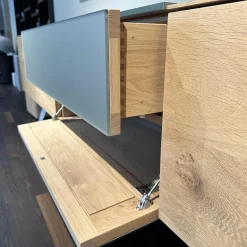 Sideboard Talio Knorrige Eiche Puro Geölt Floatglas 137 Platin Grau Matt