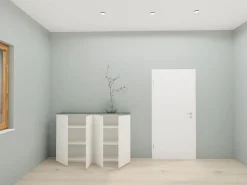 Sideboard Tavi Lack Schneeweiß M03 Abdeckplatte Lack Laguna M80 Grau