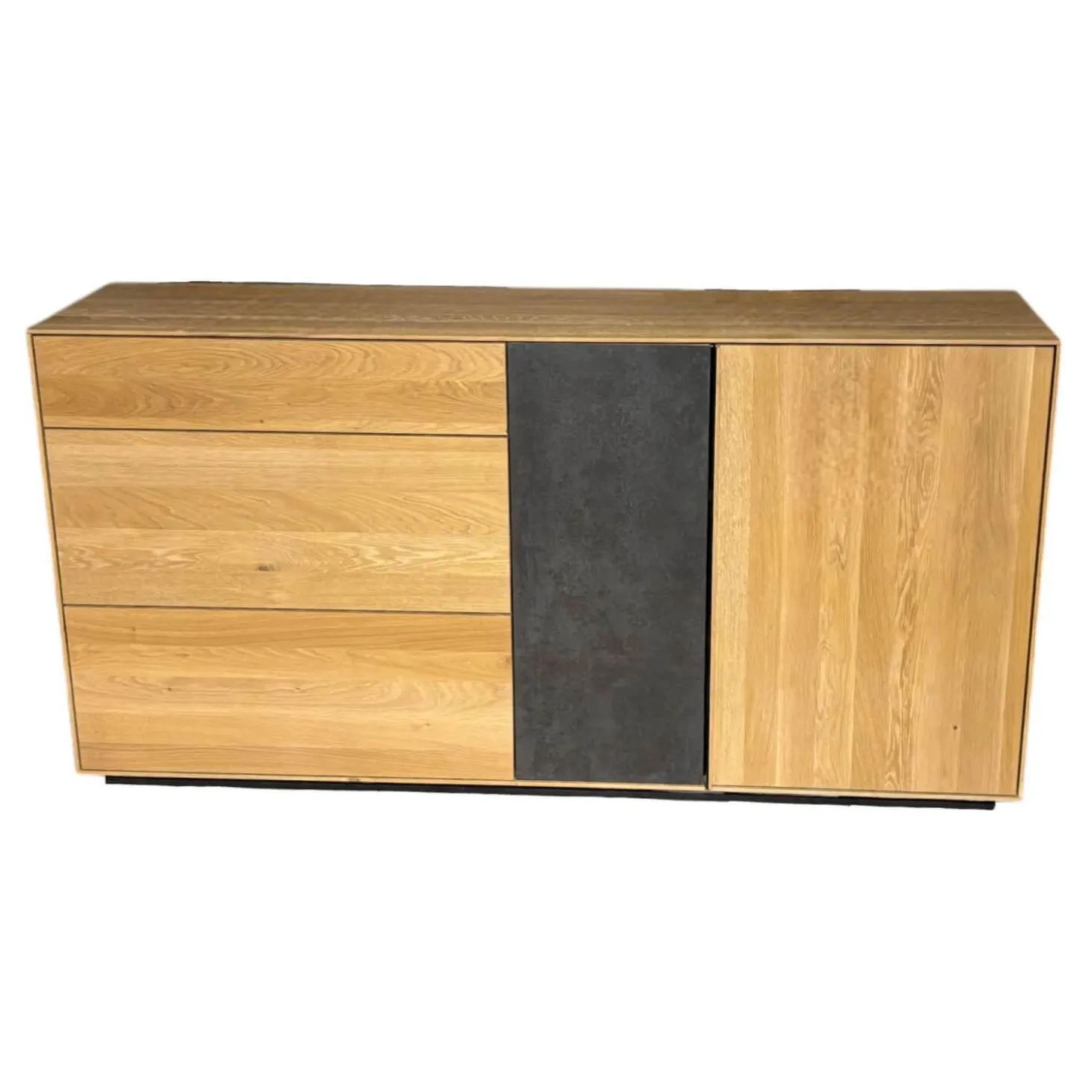 Sideboard Terso Rustikal Asteiche Bianco Massiv Geölt Absetzung Keramik Grey Grau