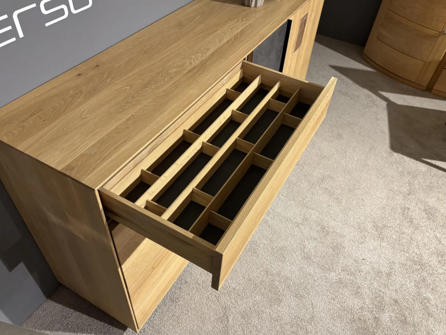 Sideboard Terso Rustikal Asteiche Bianco Massiv Geölt Absetzung Keramik Grey Grau