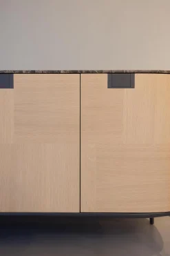 Sideboard Tesaurus Front Eiche Hell Innen Ahorn Frise Abdeckplatte Marmor Emperador Grau