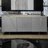 Sideboard Tix 3 Ulme Aluminium Gebürstet Eloxiert 3-Türig