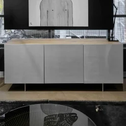 Sideboard Tix 3 Ulme Aluminium Gebürstet Eloxiert 3-Türig