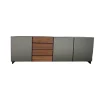 Sideboard Tratum Front Glas MO 137 Platin Matt Knorrige Eiche Natur Geölt Bareinteilung Links