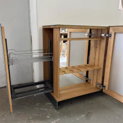 Sideboard Tratum Front Glas MO 137 Platin Matt Knorrige Eiche Natur Geölt Bareinteilung Links