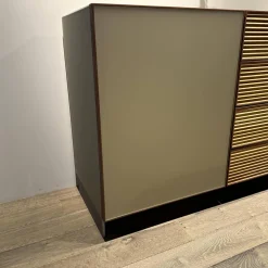 Sideboard Tratum Knorrige Eiche Massiv Floatglas Matt 137 Platin Grau Inklusive Bareinteilung Und Barfach Verspiegelt