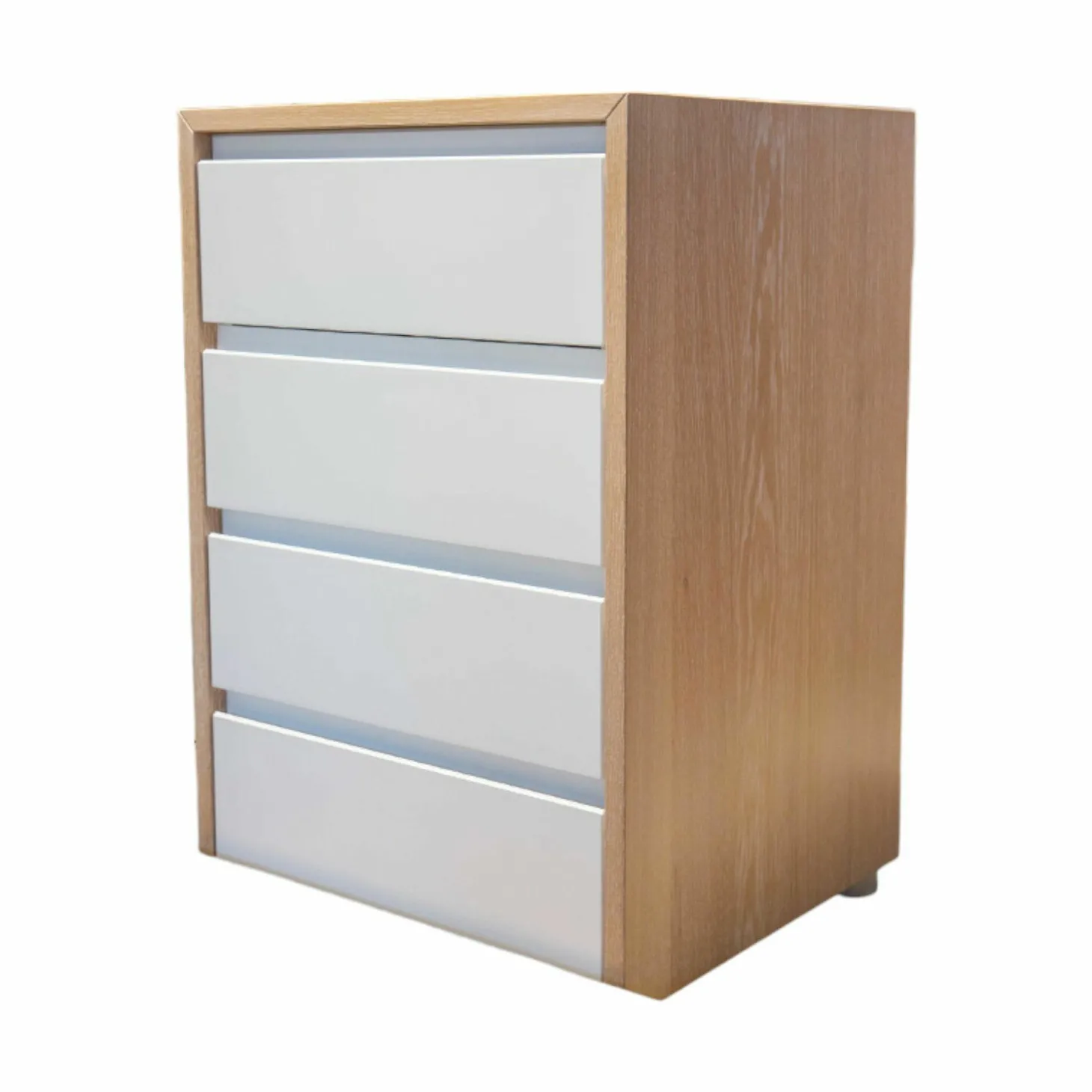 Sideboard Velare Eiche Weißöl Front Verkehrsweiß 9016 Füße Chrom Mit Schubkästen