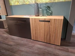 Sideboard Vgalvino Wildeiche Rustico Schwarz Metallakzent