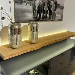 Sideboard Vitus Lack Schiefergrau Matt Mit Aufsatzkonsole Eiche Rustico Hell Geölt