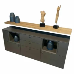 Sideboard Vitus Lack Schiefergrau Matt Ablage Eiche Rustico Hell Geölt