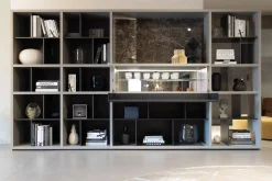 Sideboard Wall System Korpus Lack Matt Arena Grau Rückwand Und Gittereinsätze Metallisch Lackiert Bronze