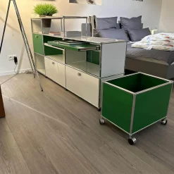 Sideboard Weiß Grün mit Rollbox Grün