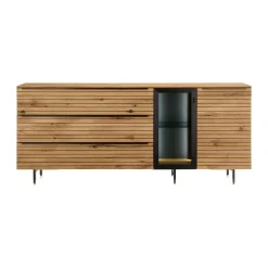 Sideboard WK490 Baristo 180152 Asteiche Natur Anthrazit Farbglas Satiniert