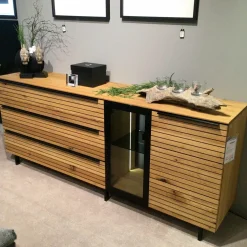 Sideboard WK490 Baristo 180152 Asteiche Natur Anthrazit Farbglas Satiniert