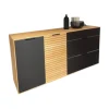 Sideboard WM 2320 Erle Front Mattglas Carbon Schwarz Sockel Carbonfarbig