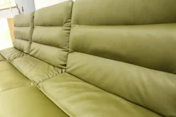 Sitzbank Arva 3,5-Sitzer Leder Sauvage Avocado 8116 Grün Drahtkufengestell Struktur Olive