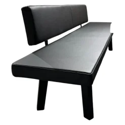 Sitzbank BB 32 Connect Leder Orient Ebony Schwarz Gestell Tiefschwarz Pulverbeschichtet Matt Füße Eiche Schwarz