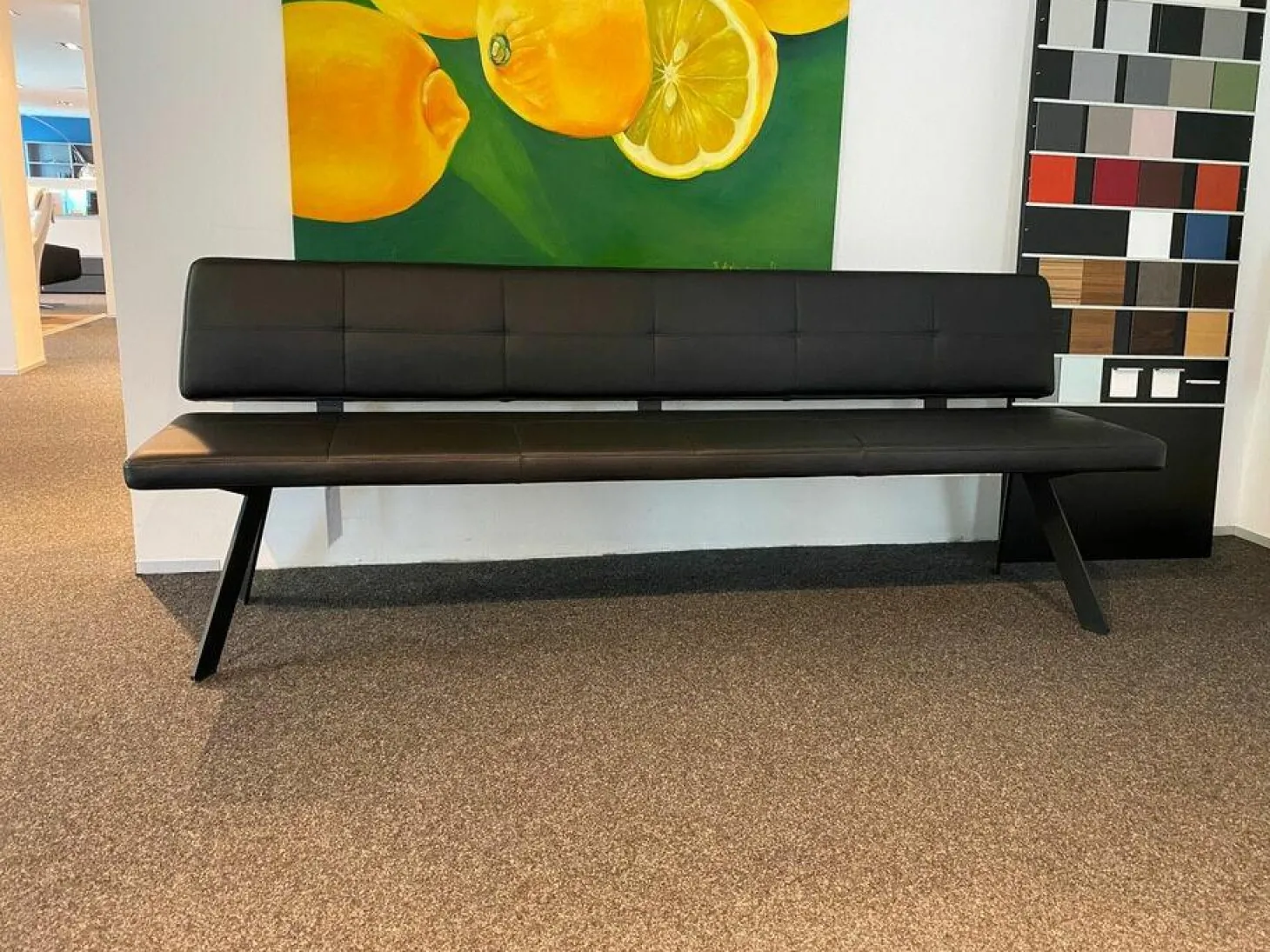 Sitzbank Carim Leder Donna 800 Schwarz Gestell Metall Schwarz Beschichtet