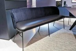 Sitzbank Gaia Casual Leder Belo Horizonte Nero Schwarz Rücken Stoff Schwarz