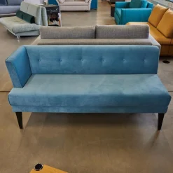 Sitzbank Smilla Stoff Atil Türkis Holzfuß Dunkelbraun