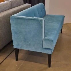 Sitzbank Smilla Stoff Atil Türkis Holzfuß Dunkelbraun