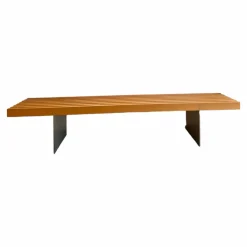 Sitzbank Tix mit Massivholzleisten Eiche Natur Geölt Gestell Aluminium Gebürstet