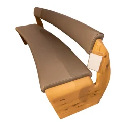 Sitzbank V Alpin Bezug Leder Montan Lp Cenere Grau Gestell Eiche Altholz Naturöl