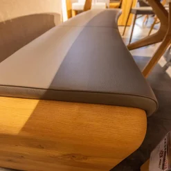 Sitzbank V Alpin Bezug Leder Montan Lp Cenere Grau Gestell Eiche Altholz Naturöl