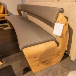 Sitzbank V Alpin Bezug Leder Montan Lp Cenere Grau Gestell Eiche Altholz Naturöl