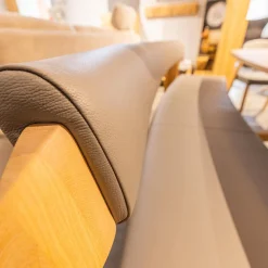 Sitzbank V Alpin Bezug Leder Montan Lp Cenere Grau Gestell Eiche Altholz Naturöl