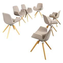 Sitzgruppe Armlehnstuhl Step Bezug Eco Kunstleder Schlamm Gestell Eiche