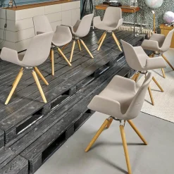 Sitzgruppe Armlehnstuhl Step Bezug Eco Kunstleder Schlamm Gestell Eiche