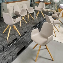 Sitzgruppe Armlehnstuhl Step Bezug Eco Kunstleder Schlamm Gestell Eiche