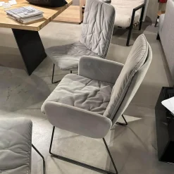 Sitzgruppe Arva Stitch Stoff Seven Dolphine 180 Grau Gestell Metall Anthrazit