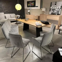 Sitzgruppe Arva Stitch Stoff Seven Dolphine 180 Grau Gestell Metall Anthrazit