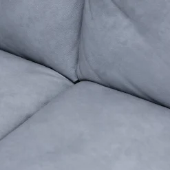 Sitzgruppe Bezug Echtleder Z6927 Blue Blau Und Stoff O7226 Dove Blue Grau Gestell Schwarz