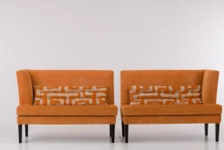 Sitzgruppe Byblos XL Stoff Jetty 2419 08 Romo Orange Gestell Holz Schwarz Inklusive Rückenkissen