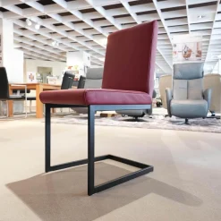 Sitzgruppe Chester Leder Bronco 10 Chianti Rot Gestell Metall Schwarz