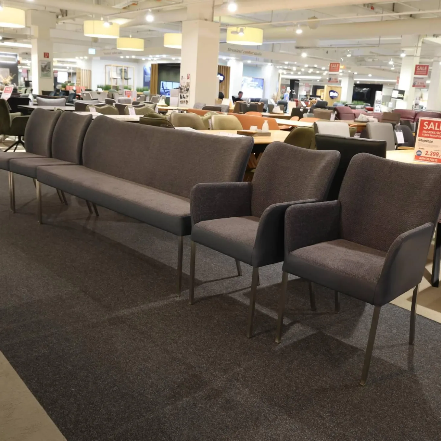 Sitzgruppe Duo Und Monica Leder Tendens Royal Blue Blau Stoff Tempt Grey Blue Blau Gestell Edelstahl