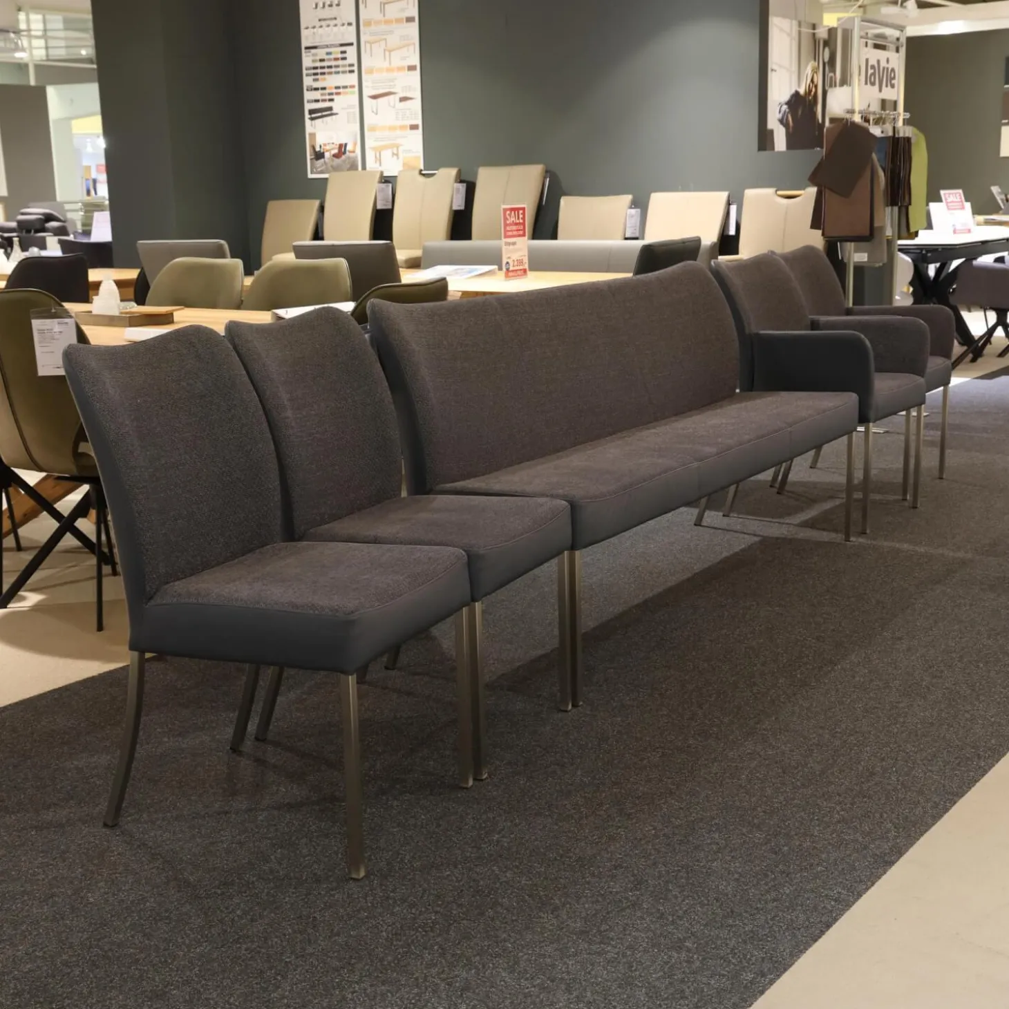 Sitzgruppe Duo Und Monica Leder Tendens Royal Blue Blau Stoff Tempt Grey Blue Blau Gestell Edelstahl