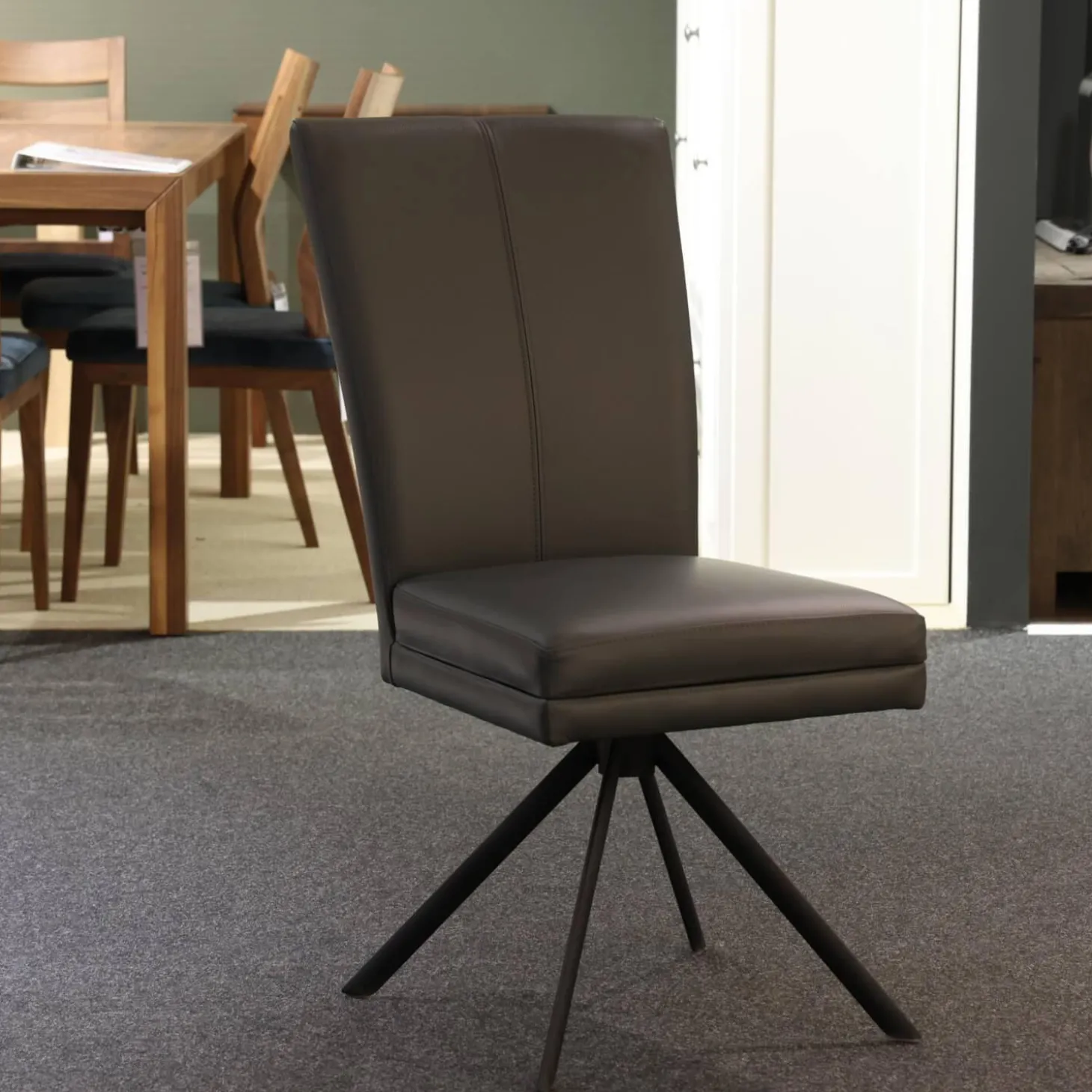 Sitzgruppe Lavie Color Line Leder Napoli Anthrazit Und Schiefergrau Gestell Eisen Schwarz Ohne Tisch