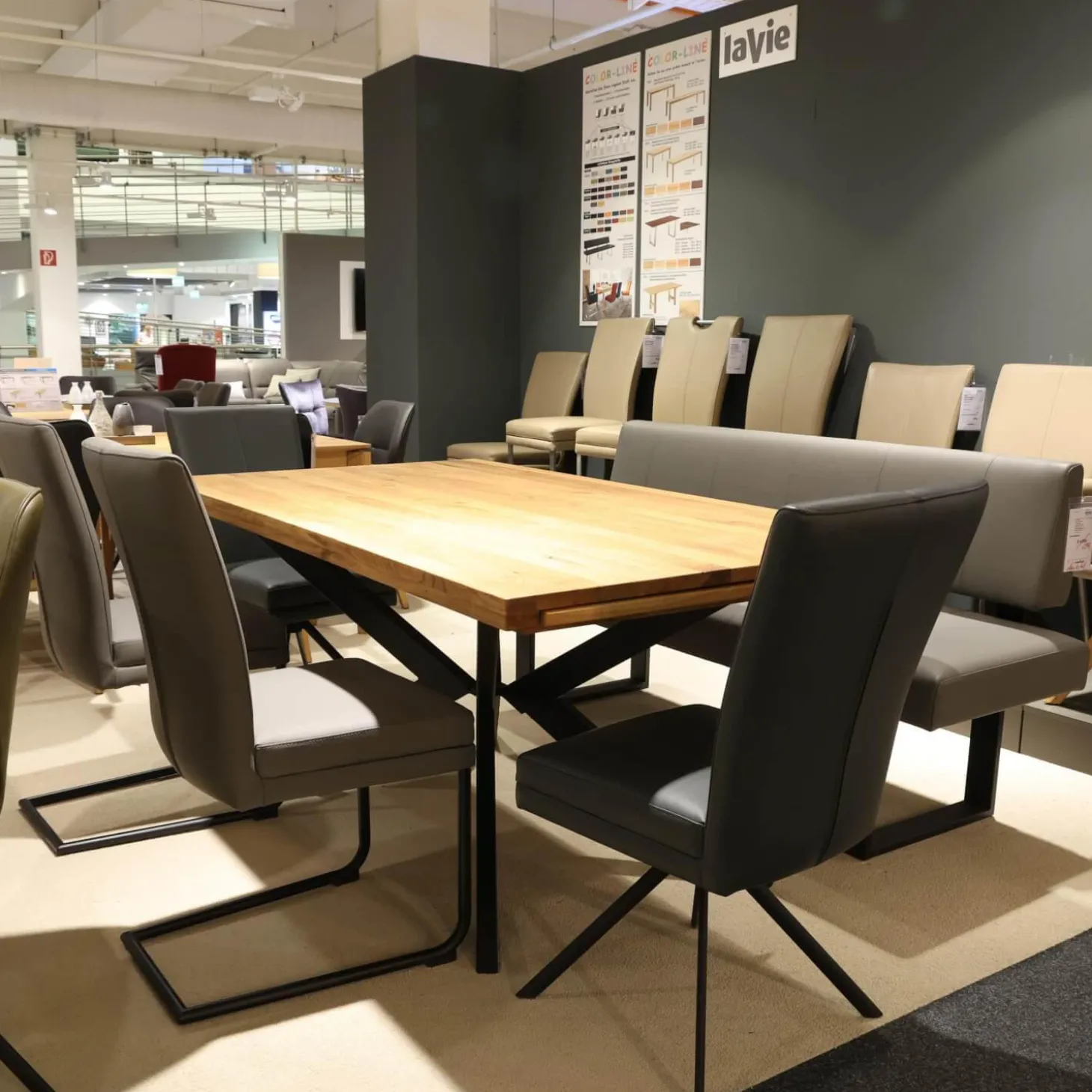 Sitzgruppe Lavie Color Line Leder Napoli Anthrazit Und Schiefergrau Gestell Eisen Schwarz Ohne Tisch